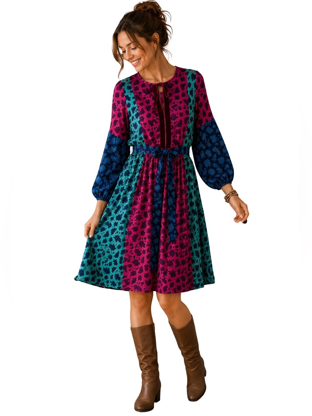 Matilda Jane A Little Party Floral Velvet Trim Dress Size XS